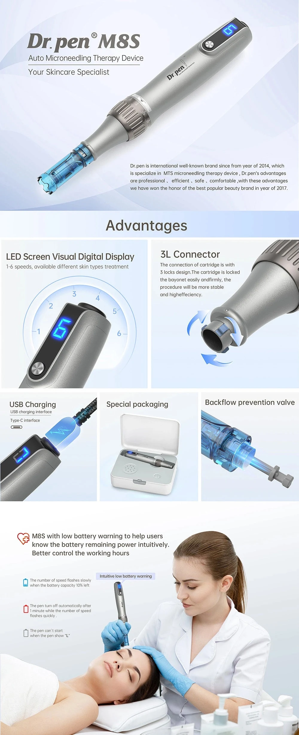 Dr pen M8S with user interface and application on a white background