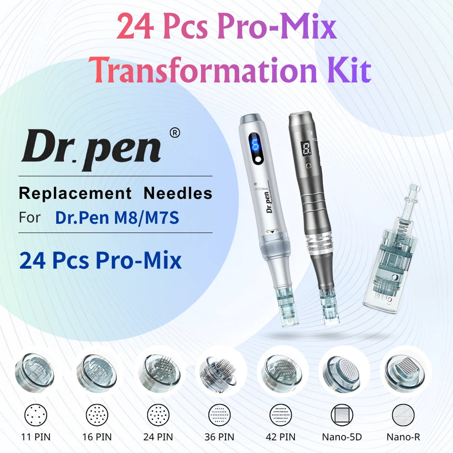 Dr.pen M8/M7S  Microneedling Cartridges | 24 Pcs Pro-Mix Transformation Kit